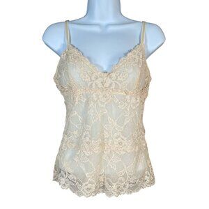 Deadstock Y2K Banana Republic Lace Cami Top Size S Floral Sheer Vintage Beige